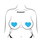 Pastease Love: Glow-in-the-Dark Neon Turquoise Heart Pasties Nipple Covers