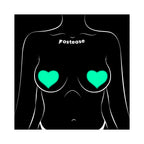 Pastease Love: Glow-in-the-Dark Neon Turquoise Heart Pasties Nipple Covers