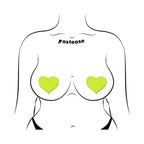 Pastease Love: Glow-in-the-Dark Neon Yellow Heart Pasties Nipple Covers