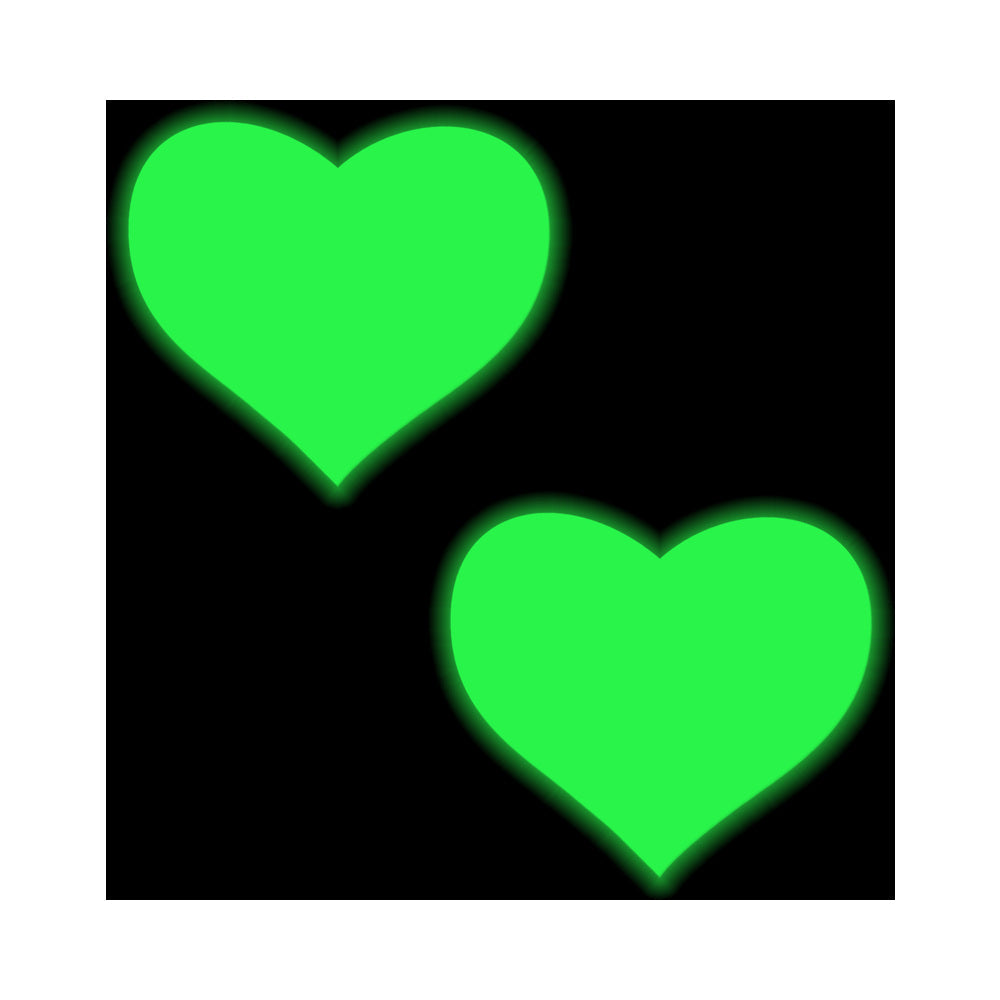Pastease Love: Glow-in-the-Dark Neon Yellow Heart Pasties Nipple Covers