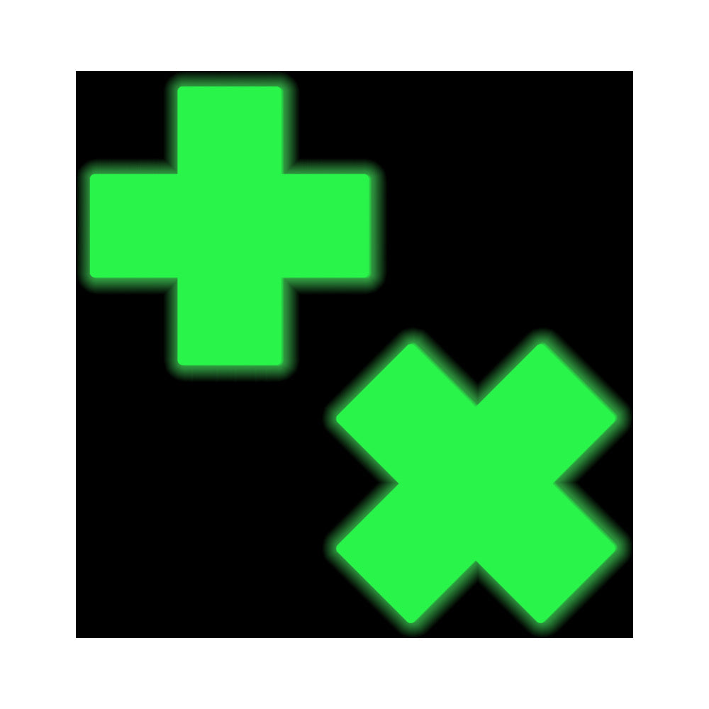 Pastease Plus X: Glow-in-the-Dark Neon Yellow Cross Pasties Nipple Covers