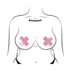 Pastease Plus X: Faux Latex Pleather Vinyl Baby Pink Cross Pasties