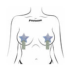 Pastease Star: Tassel Pasties: Silver Glitter Star with Fringe Pasties
