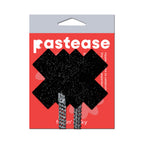 Pastease Tassel Pasties: Black Sparkle Plus X with Long Rhinestone Tassel