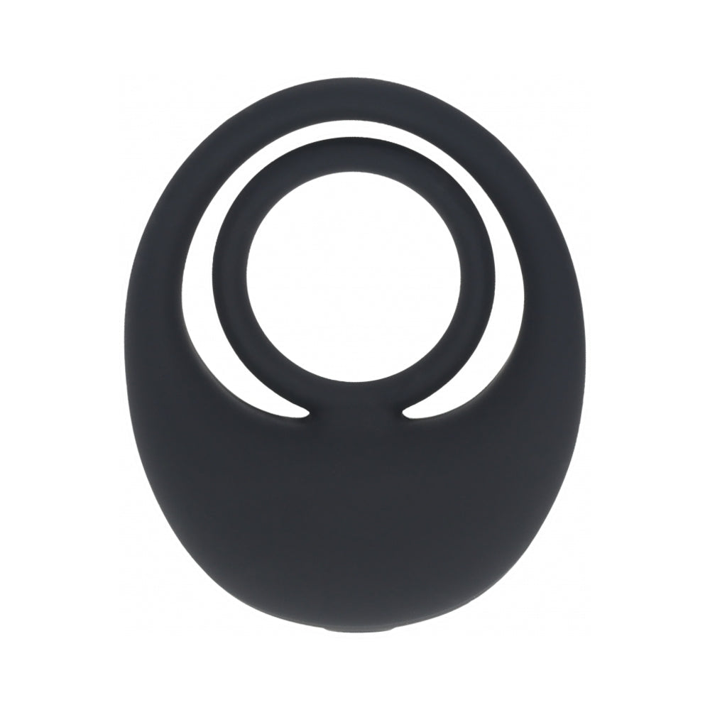 LEVELZ Vibrating Liquid Silicone Cock & Ball Ring Black