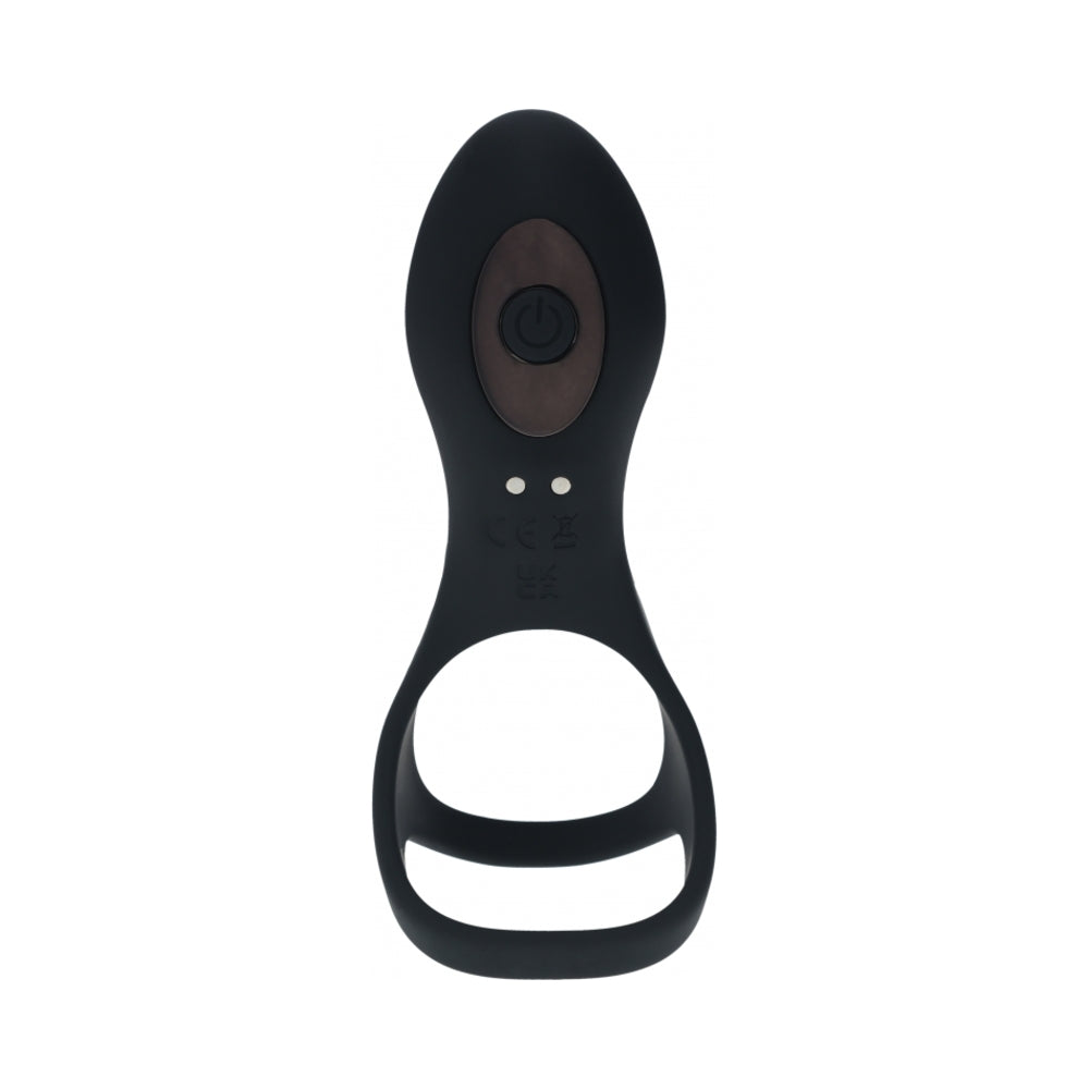 LEVELZ Vibrating Silicone Cock & Ball Ring with Shaft Loop Black