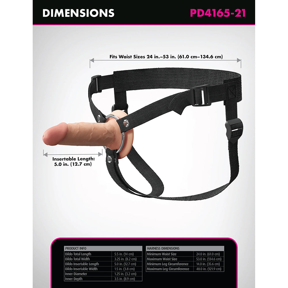 Fantasy X-Tensions Elite Silicone Hollow Strap-On Dual Density 5 in. Light