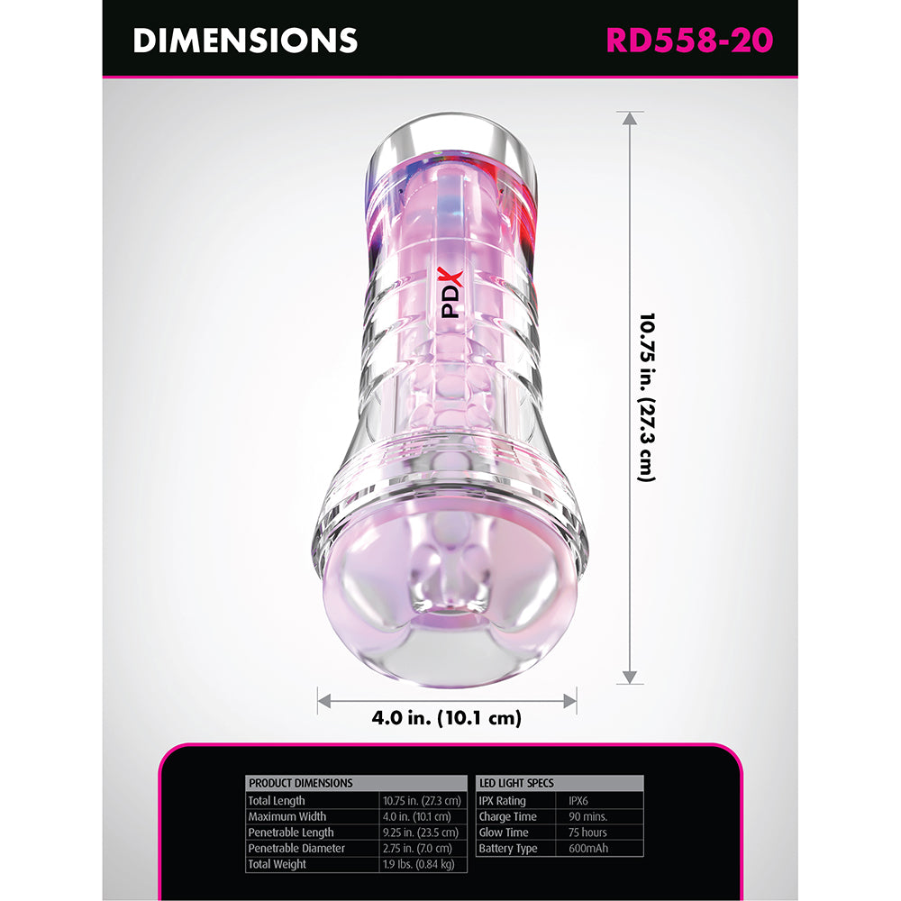 PDX Elite ViewTube XXL See Thru EZ-Grip LED Stroker Clear