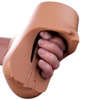 PDX Plus Double Pounder Vibrating Squeeze Stroker Brown