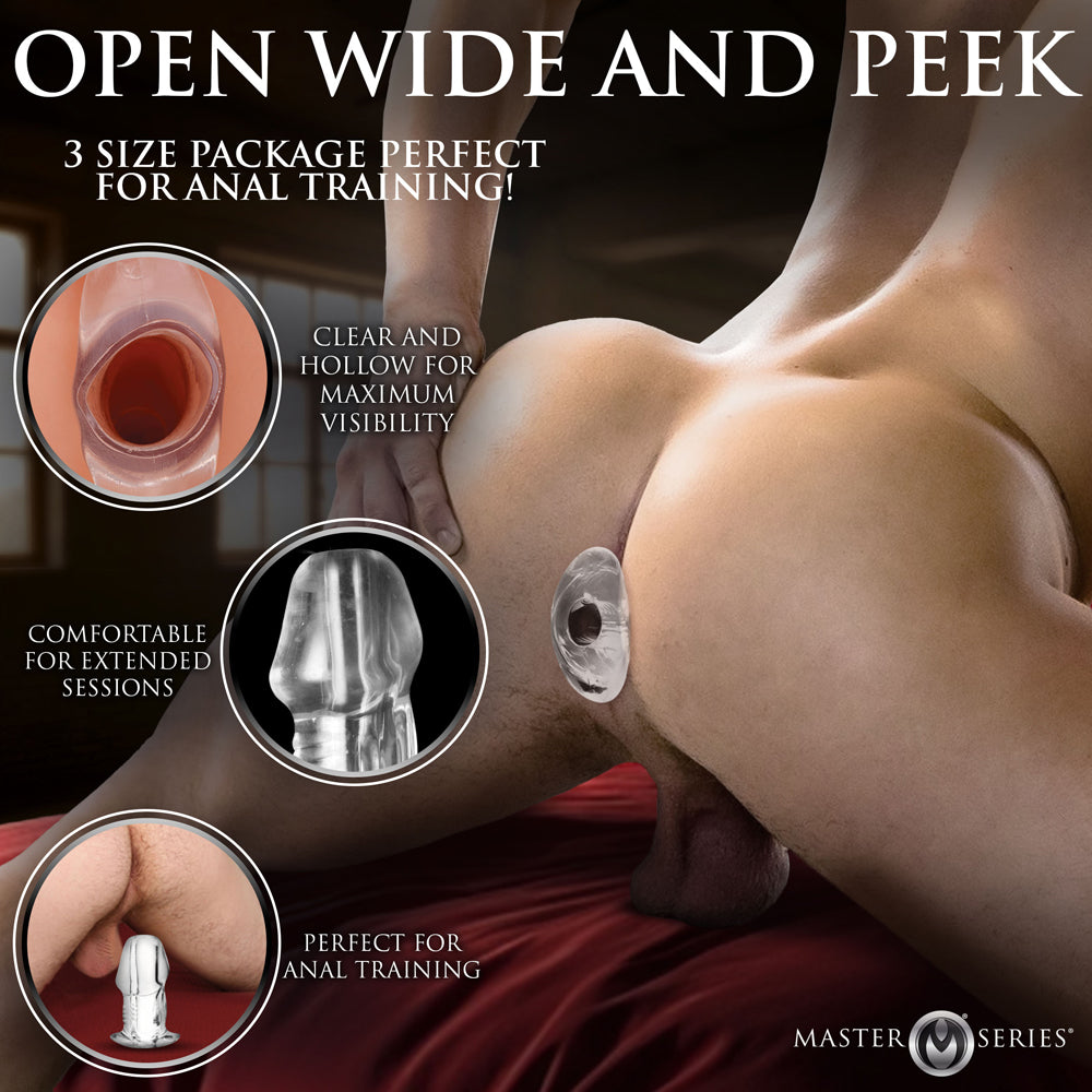 Master Series Dicked Clear Hollow Anal Plug Large