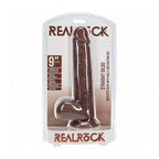 RealRock 9 in. Cock with Balls Straight Brown