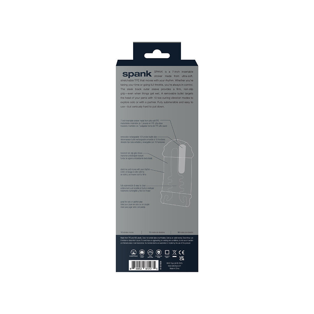 VeDO Spank Rechargeable Vibrating Stroker Clear