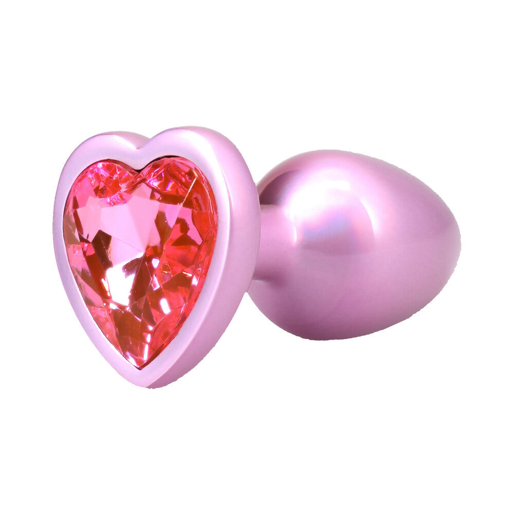 Booty Bling Heart Diamond Jeweled Metal Plug Pink Small