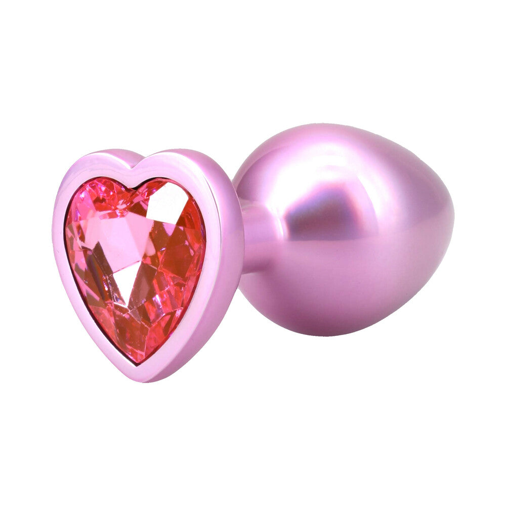 Booty Bling Heart Diamond Jeweled Metal Plug Pink Medium