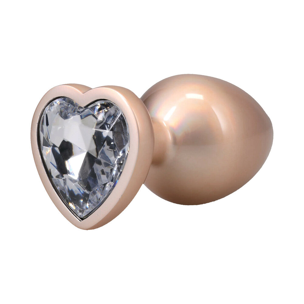 Booty Bling Heart Diamond Jeweled Metal Plug Gold Large