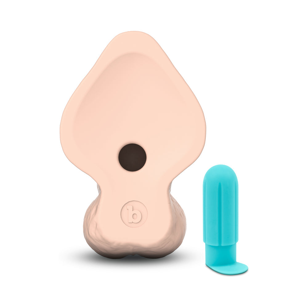 b-Vibe Slipskin Realistic Silicone Dildo 10 in. Curved Cream