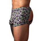 Male Power Gridlock'd Short with Strap Print M