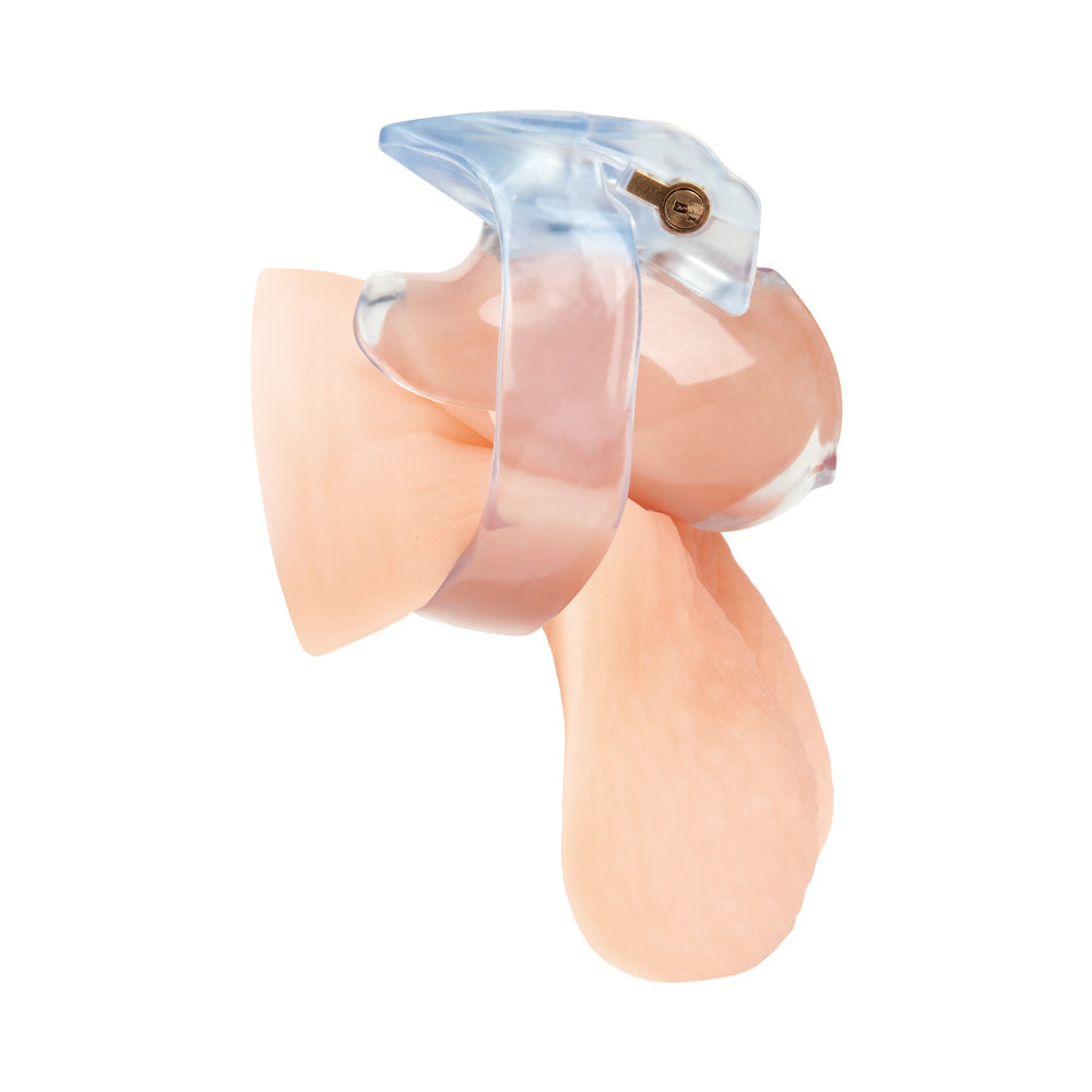 Blue Line Small Dick Acrylic Mini Chastity Cage