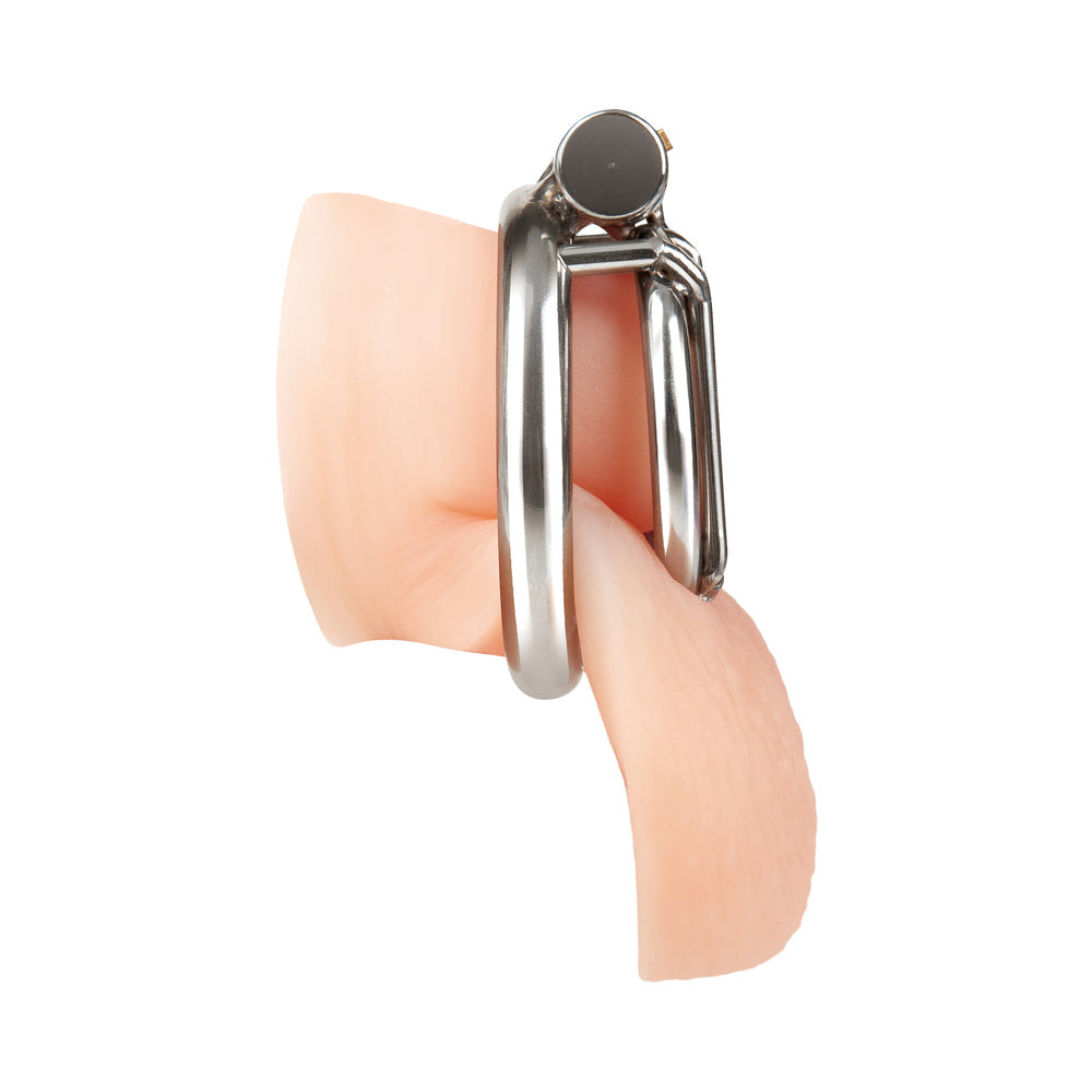 Blue Line Stainless Steel Inverted Micro Jail Time Chastity Cage