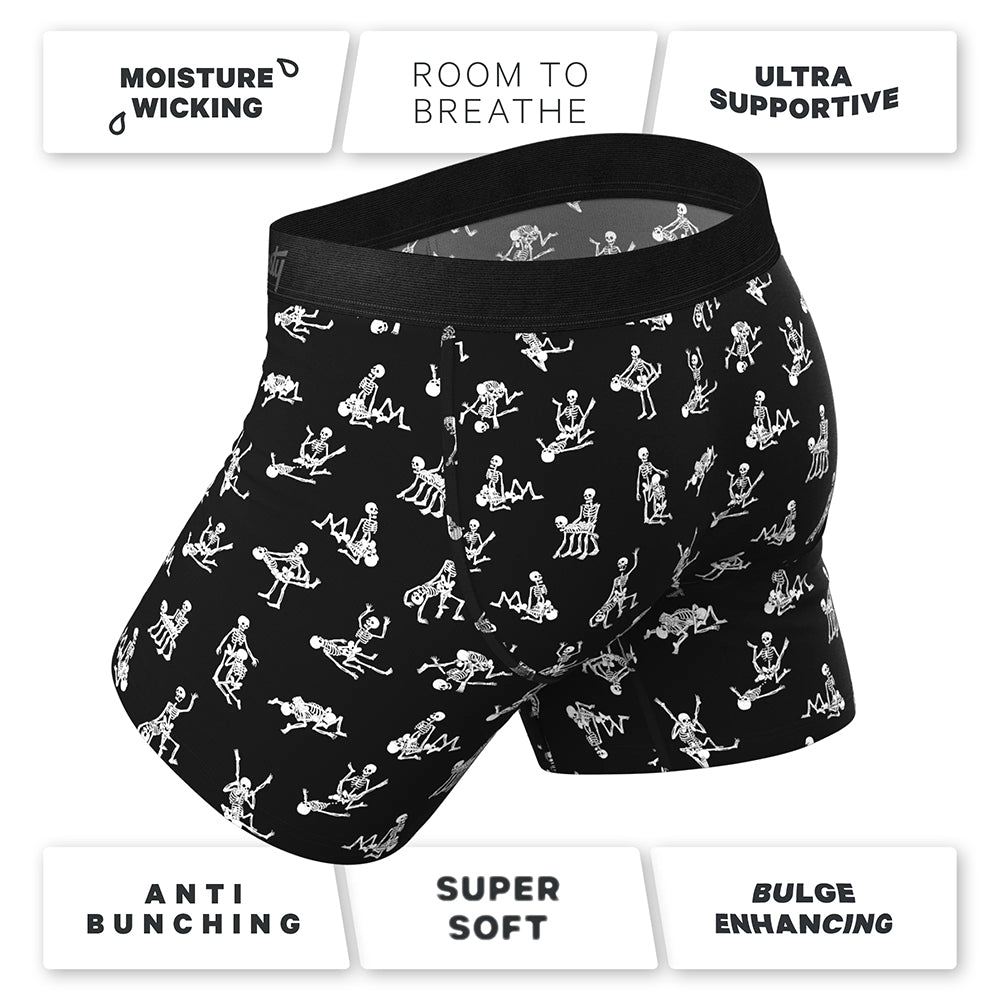 Shinesty The Bare Back Bones Glow-in-the-Dark Skeletons Ball Hammock Pouch Underwear with Fly S