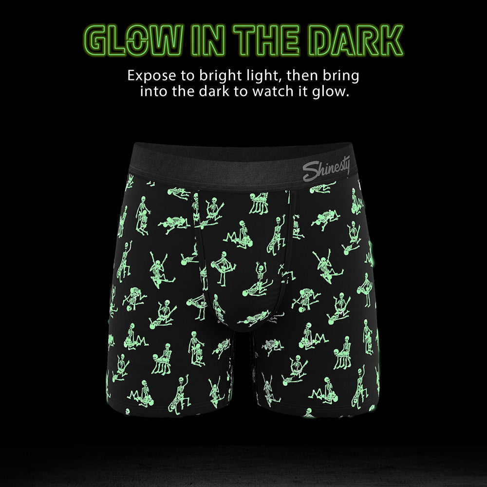 Shinesty The Bare Back Bones Glow-in-the-Dark Skeletons Ball Hammock Pouch Underwear with Fly L