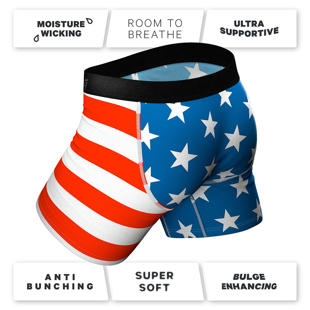 Shinesty The Mascot American Flag Ball Hammock Pouch Underwear with Fly S