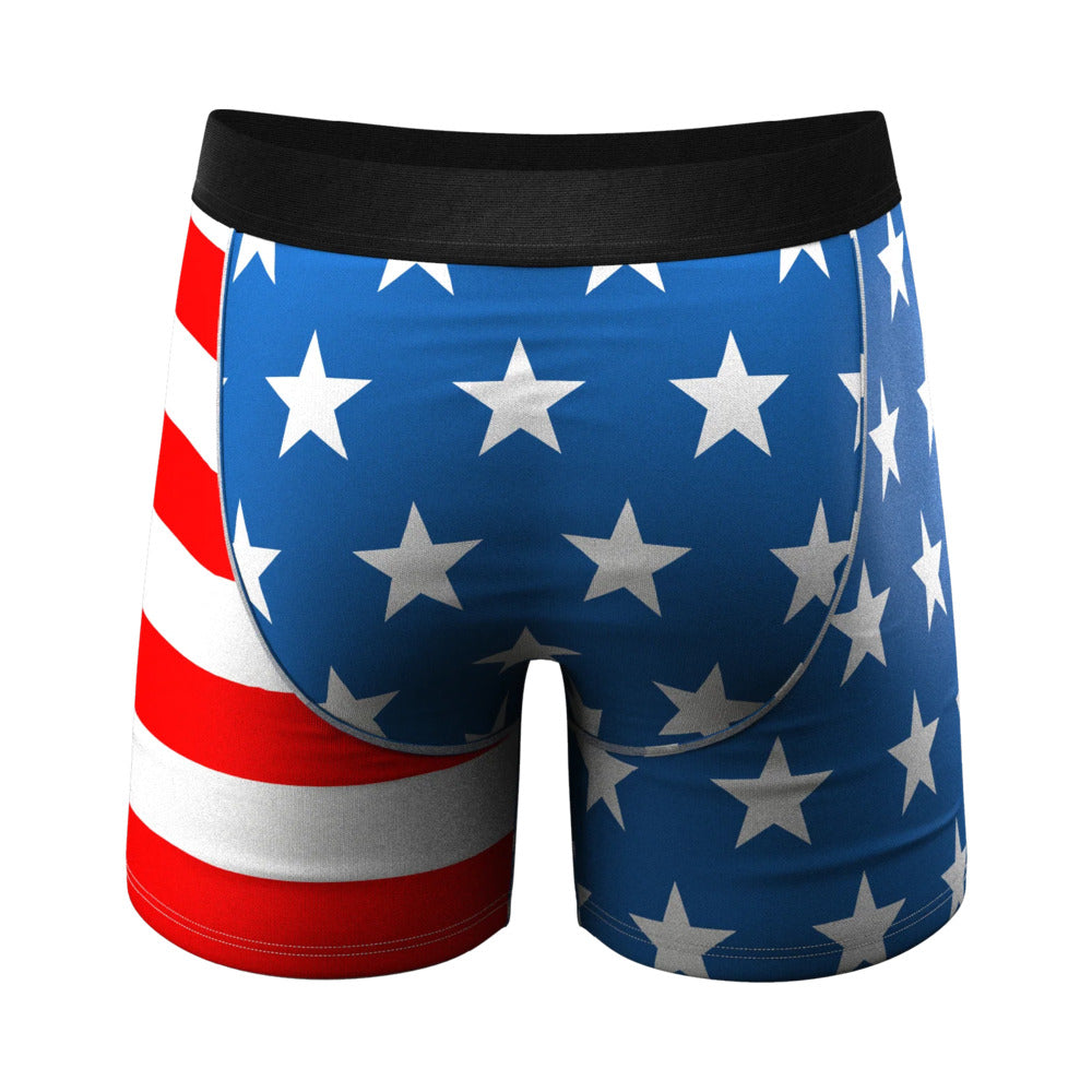Shinesty The Mascot American Flag Ball Hammock Pouch Underwear with Fly 2XL