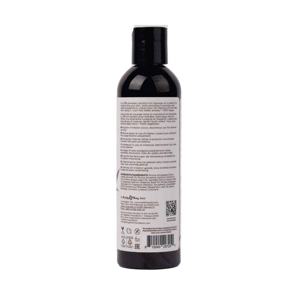 Earthly Body Hemp Seed CBD Relaxing Massage and Body Oil Lavender 8 oz.