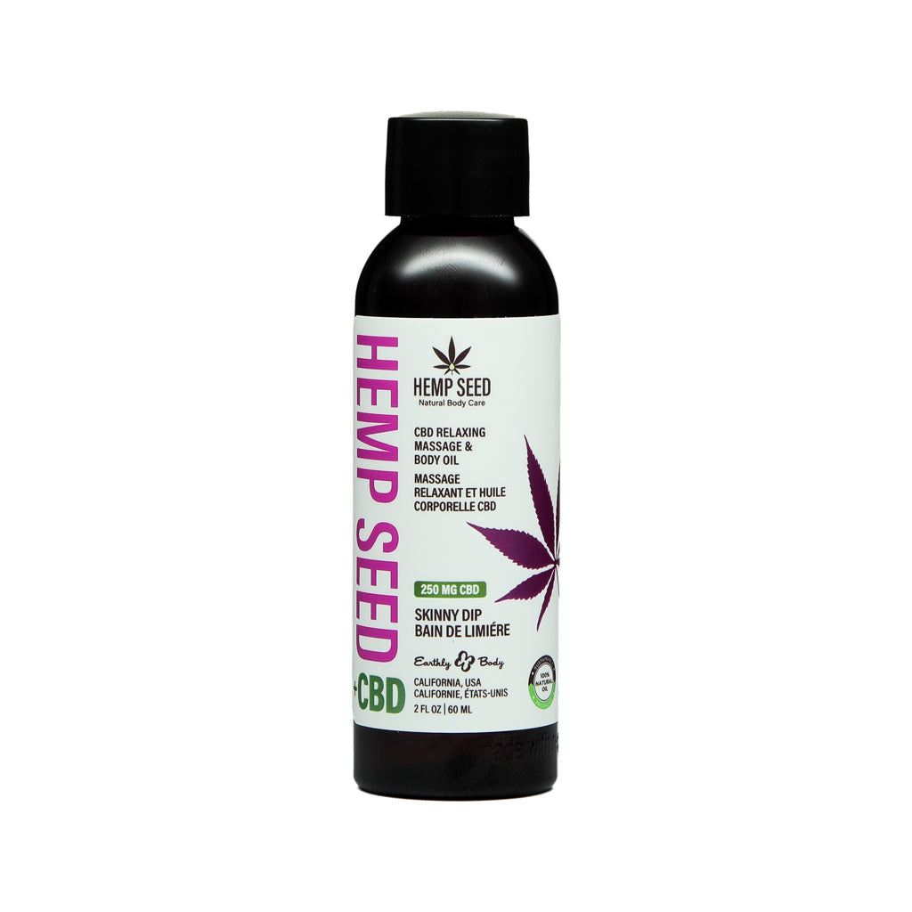 Earthly Body Hemp Seed CBD Relaxing Massage and Body Oil Skinny Dip 2 oz.