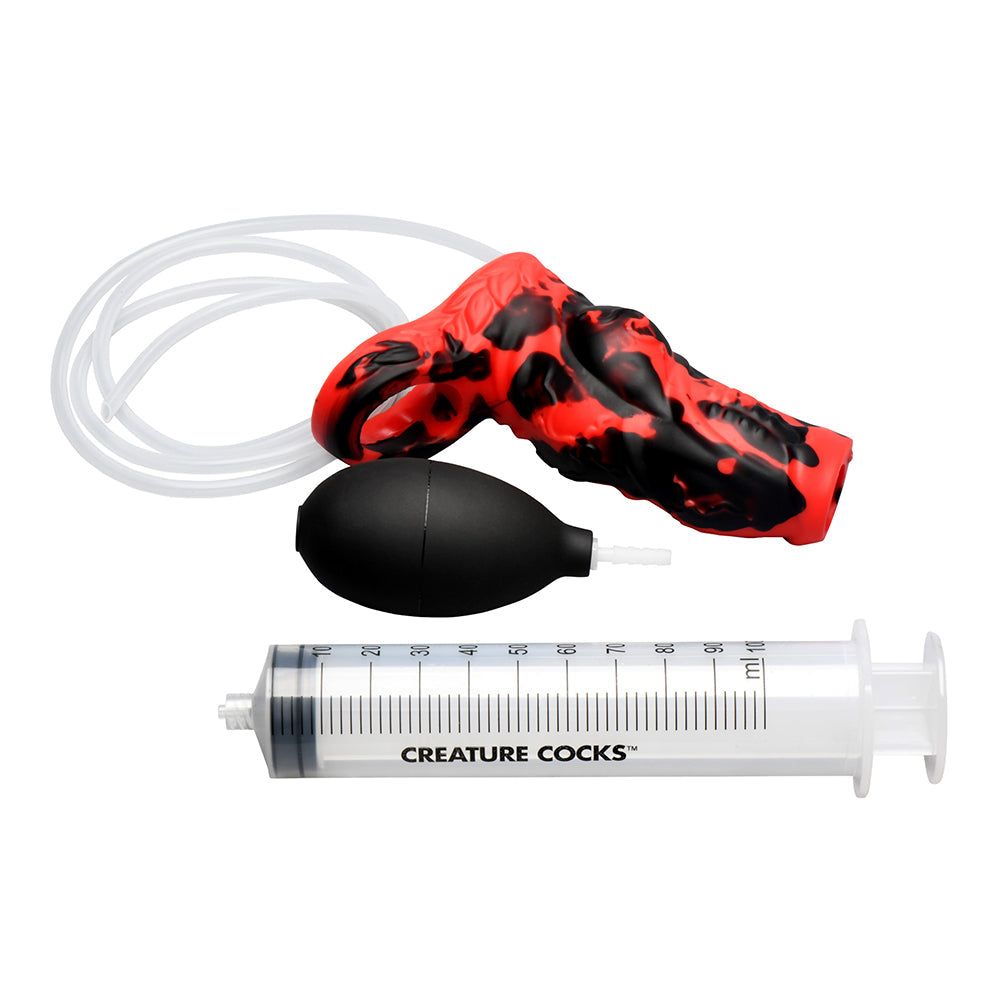 Creature Cocks Hell Hound Squirting Silicone Penis Enhancer Red