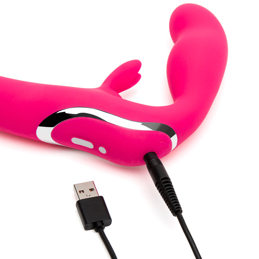 Happy Rabbit Vibrating Strapless Strap-On Pink