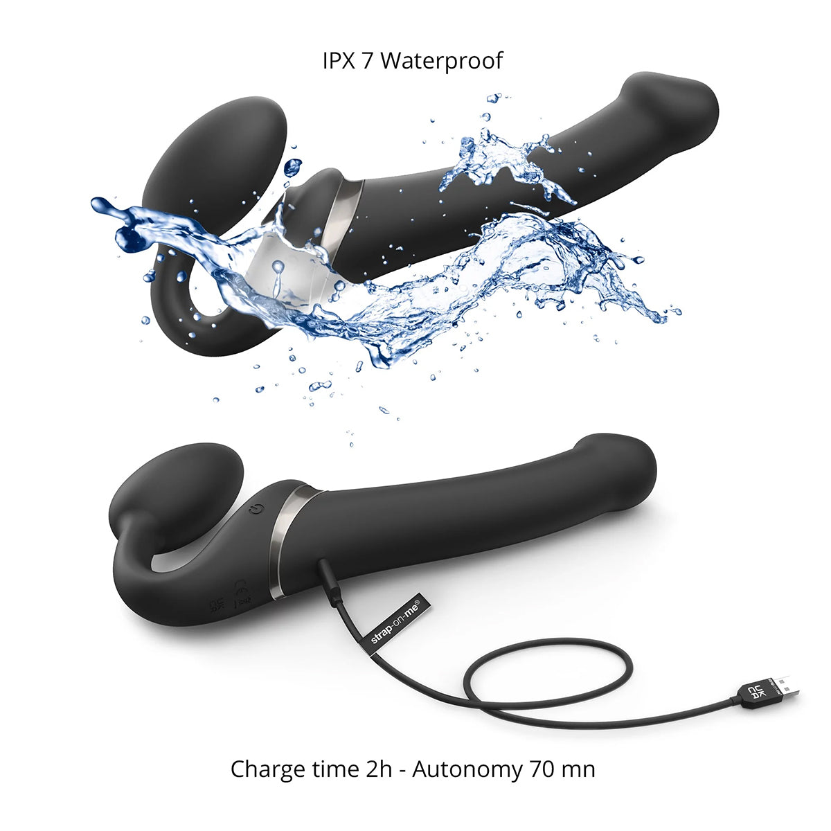 Strap-On-Me Multi Orgasm Bendable Strapless Strap-On Black Large